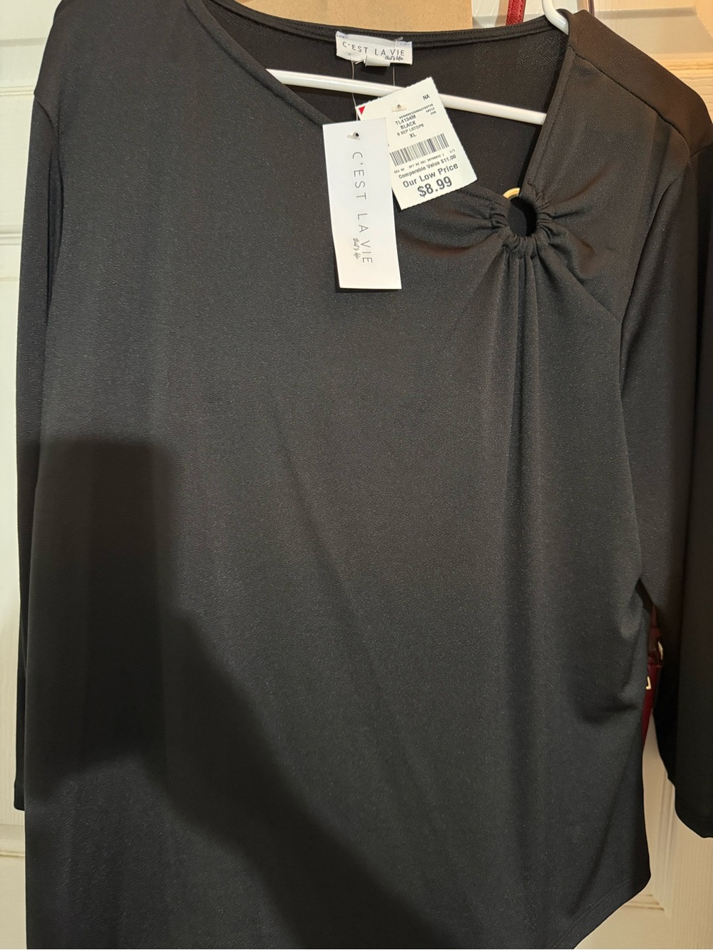 Black Ring-Detail Long Sleeve Top